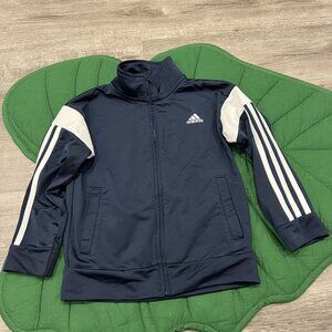 Adidas Jacket Youth 5 Navy Blue Track Full Zip Sporty Athletic